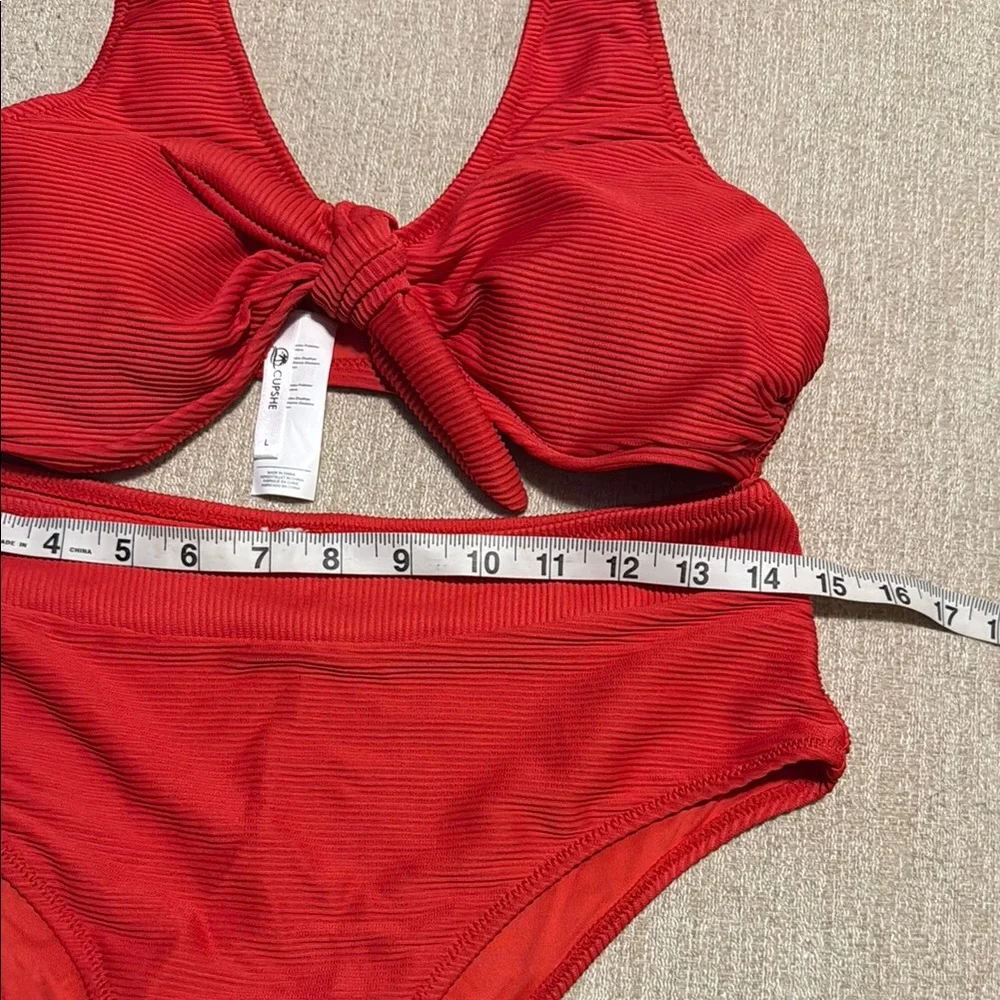 Red Ribbed Bikini Set - Picture 2 of 3